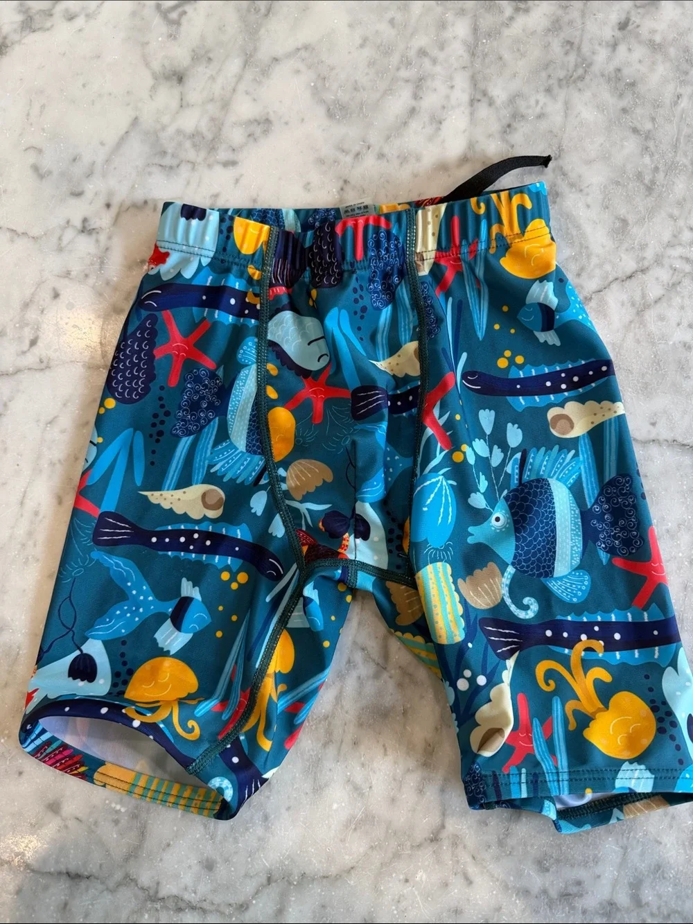 Boys Blue Ocean Print Swim Jammers